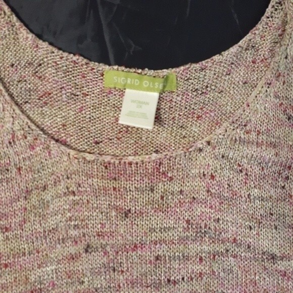 sigrid olsen top knit sleeveless sweater shirt 1x 2x 16 18 beige tan marled - Picture 2 of 5